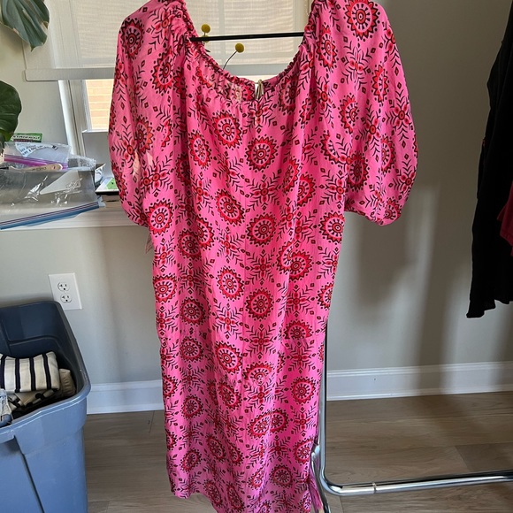 NWT: Silk Ulla Johnson Pink Geometric Dress - Picture 5 of 9